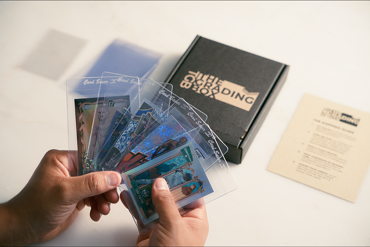The Grading Box trading card grading & shipping kit holds up to 10 cards